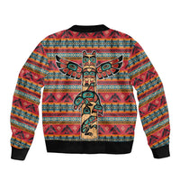 Thunderbird Totem Bomber Jacket Native American Geometric Tribal - Pacific Northwest Indigenous Art - Wonder Print Shop