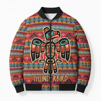 Thunderbird Totem Bomber Puffer Jacket Native American Geometric Tribal - Pacific Northwest Indigenous Art - Wonder Print Shop