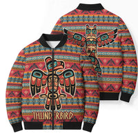 Thunderbird Totem Bomber Puffer Jacket Native American Geometric Tribal - Pacific Northwest Indigenous Art - Wonder Print Shop