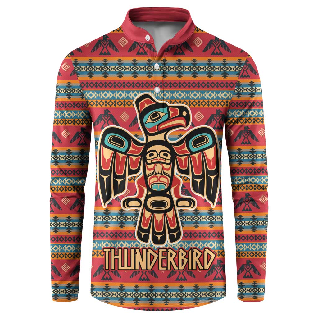 Thunderbird Totem Button Sweatshirt Native American Geometric Tribal - Pacific Northwest Indigenous Art - Wonder Print Shop