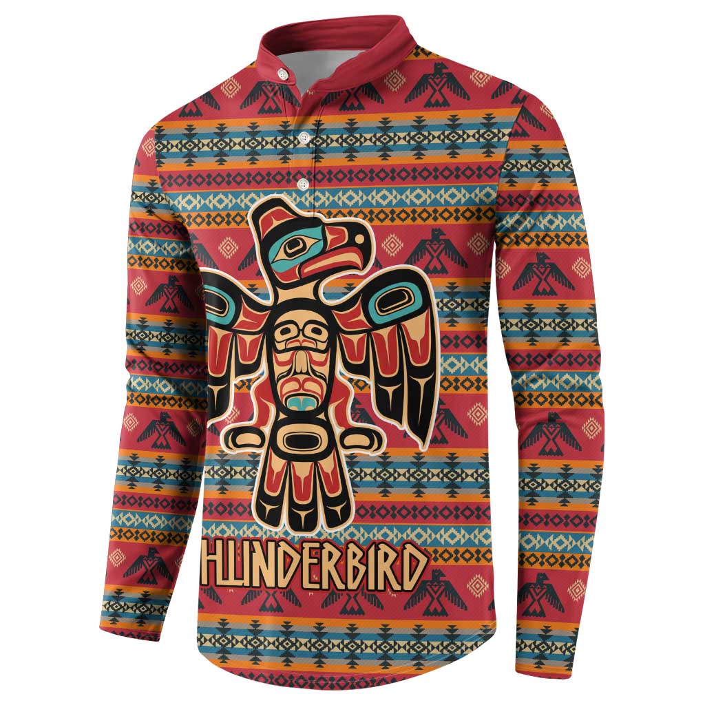 Thunderbird Totem Button Sweatshirt Native American Geometric Tribal - Pacific Northwest Indigenous Art - Wonder Print Shop