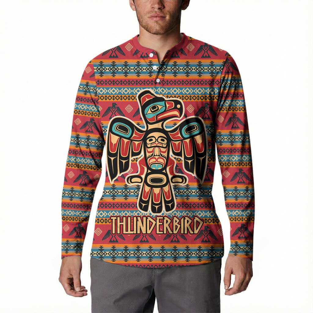Thunderbird Totem Button Sweatshirt Native American Geometric Tribal - Pacific Northwest Indigenous Art - Wonder Print Shop