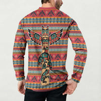 Thunderbird Totem Button Sweatshirt Native American Geometric Tribal - Pacific Northwest Indigenous Art - Wonder Print Shop