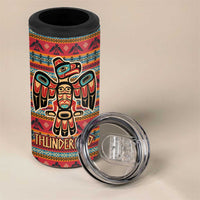 Thunderbird Totem 4 in 1 Can Cooler Tumbler Native American Geometric Tribal - Pacific Northwest Indigenous Art - Wonder Print Shop