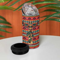Thunderbird Totem 4 in 1 Can Cooler Tumbler Native American Geometric Tribal - Pacific Northwest Indigenous Art - Wonder Print Shop