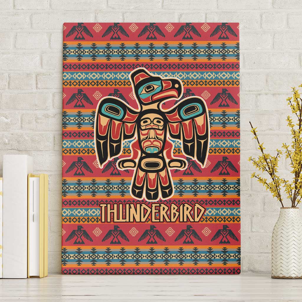 Thunderbird Totem Canvas Wall Art Native American Geometric Tribal - Pacific Northwest Indigenous Art - Wonder Print Shop