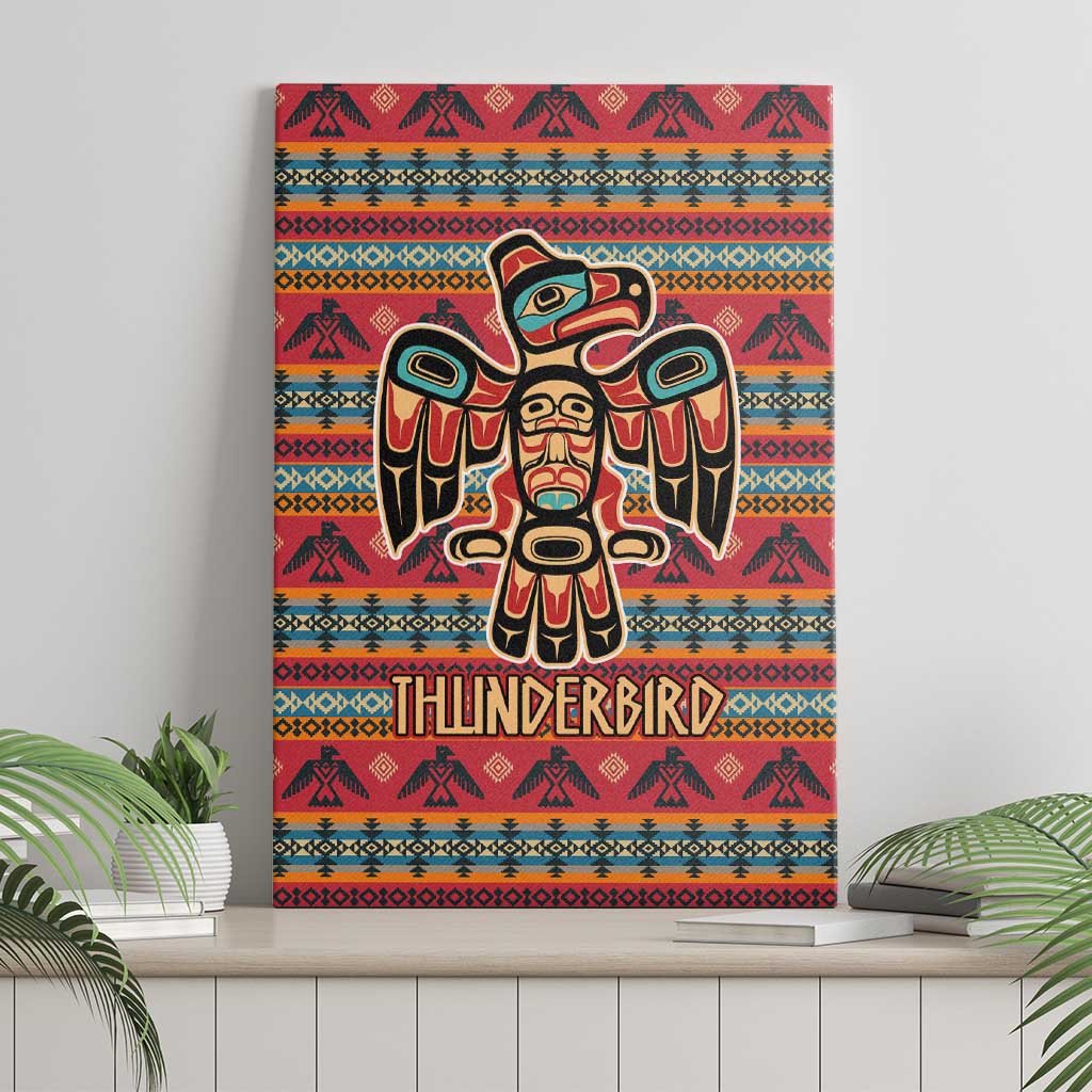 Thunderbird Totem Canvas Wall Art Native American Geometric Tribal - Pacific Northwest Indigenous Art - Wonder Print Shop