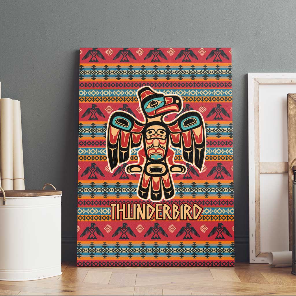Thunderbird Totem Canvas Wall Art Native American Geometric Tribal - Pacific Northwest Indigenous Art - Wonder Print Shop