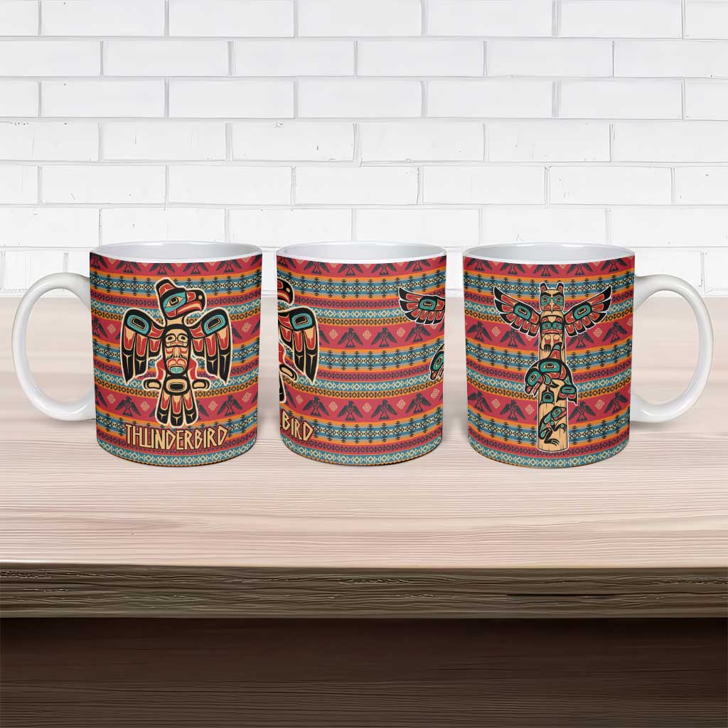 Thunderbird Totem Ceramic Mug Native American Geometric Tribal - Pacific Northwest Indigenous Art - Wonder Print Shop