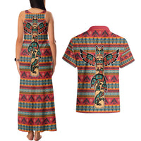 Thunderbird Totem Couples Matching Tank Maxi Dress and Hawaiian Shirt Native American Geometric Tribal - Pacific Northwest Indigenous Art - Wonder Print Shop