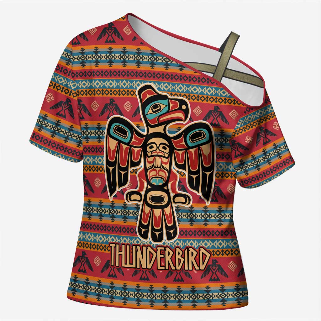 Thunderbird Totem Cross Shoulder Shirt Native American Geometric Tribal - Pacific Northwest Indigenous Art - Wonder Print Shop