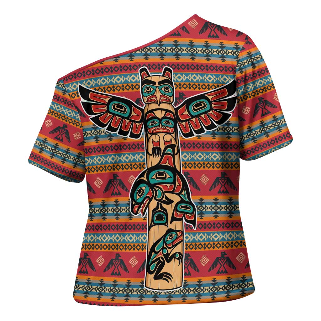 Thunderbird Totem Cross Shoulder Shirt Native American Geometric Tribal - Pacific Northwest Indigenous Art - Wonder Print Shop