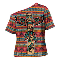 Thunderbird Totem Cross Shoulder Shirt Native American Geometric Tribal - Pacific Northwest Indigenous Art - Wonder Print Shop
