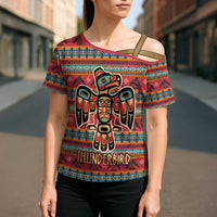 Thunderbird Totem Cross Shoulder Shirt Native American Geometric Tribal - Pacific Northwest Indigenous Art - Wonder Print Shop