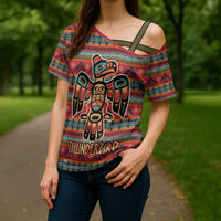 Thunderbird Totem Cross Shoulder Shirt Native American Geometric Tribal - Pacific Northwest Indigenous Art - Wonder Print Shop