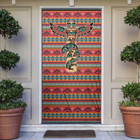 Thunderbird Totem Door Cover Native American Geometric Tribal - Pacific Northwest Indigenous Art - Wonder Print Shop