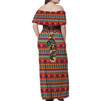 Thunderbird Totem Family Matching Off Shoulder Maxi Dress and Hawaiian Shirt Native American Geometric Tribal - Pacific Northwest Indigenous Art - Wonder Print Shop