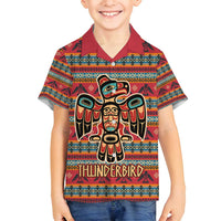 Thunderbird Totem Family Matching Off Shoulder Maxi Dress and Hawaiian Shirt Native American Geometric Tribal - Pacific Northwest Indigenous Art - Wonder Print Shop