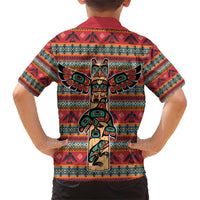 Thunderbird Totem Family Matching Short Sleeve Bodycon Dress and Hawaiian Shirt Native American Geometric Tribal - Pacific Northwest Indigenous Art - Wonder Print Shop