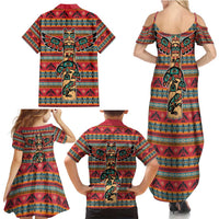 Thunderbird Totem Family Matching Summer Maxi Dress and Hawaiian Shirt Native American Geometric Tribal - Pacific Northwest Indigenous Art - Wonder Print Shop