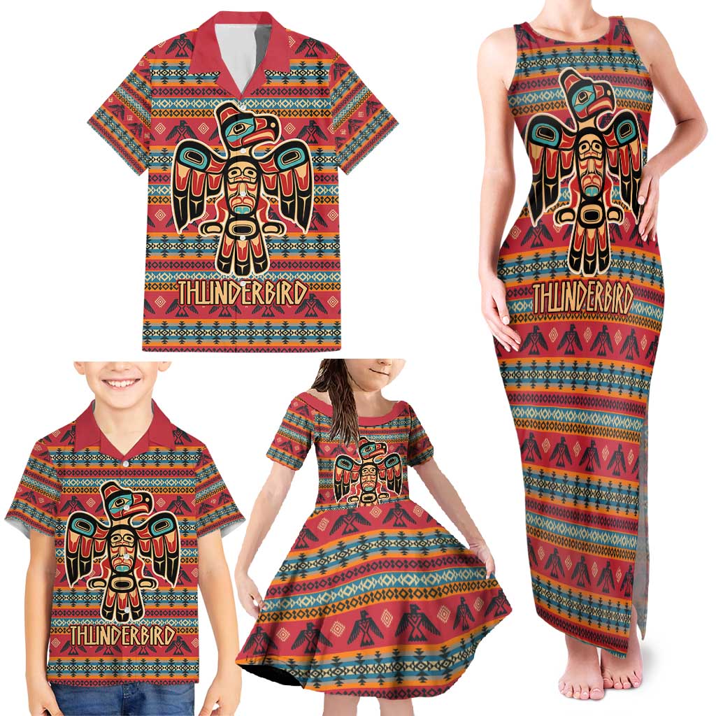 Thunderbird Totem Family Matching Tank Maxi Dress and Hawaiian Shirt Native American Geometric Tribal - Pacific Northwest Indigenous Art - Wonder Print Shop