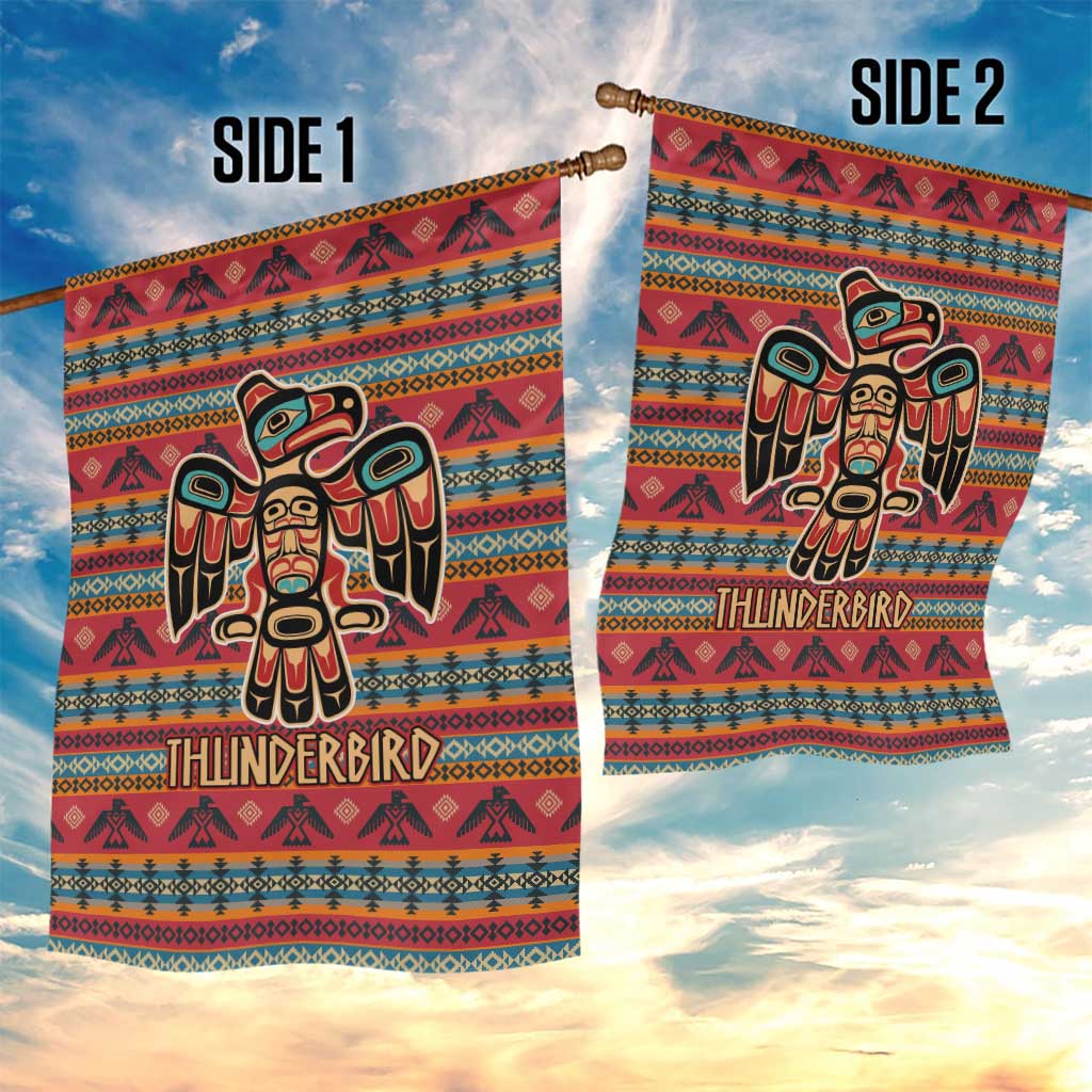 Thunderbird Totem Garden Flag Native American Geometric Tribal - Pacific Northwest Indigenous Art - Wonder Print Shop