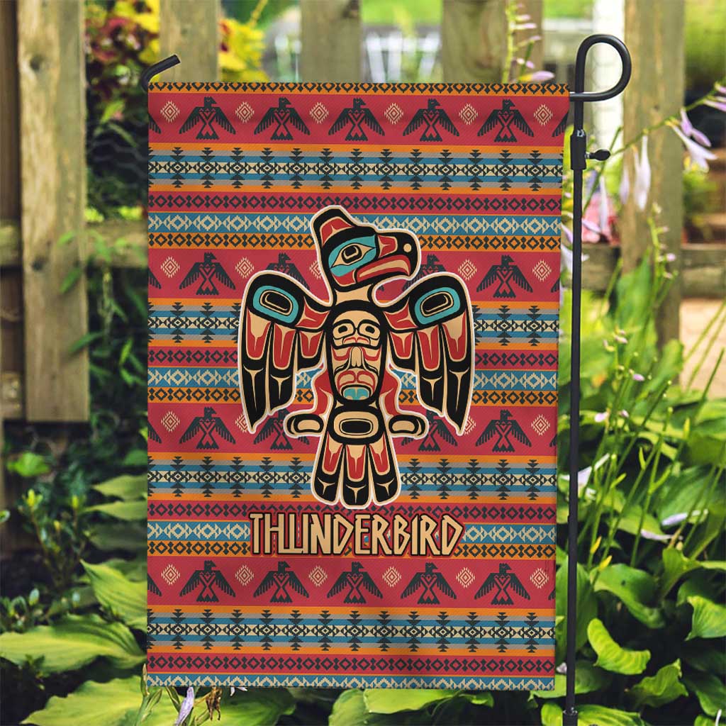 Thunderbird Totem Garden Flag Native American Geometric Tribal - Pacific Northwest Indigenous Art - Wonder Print Shop