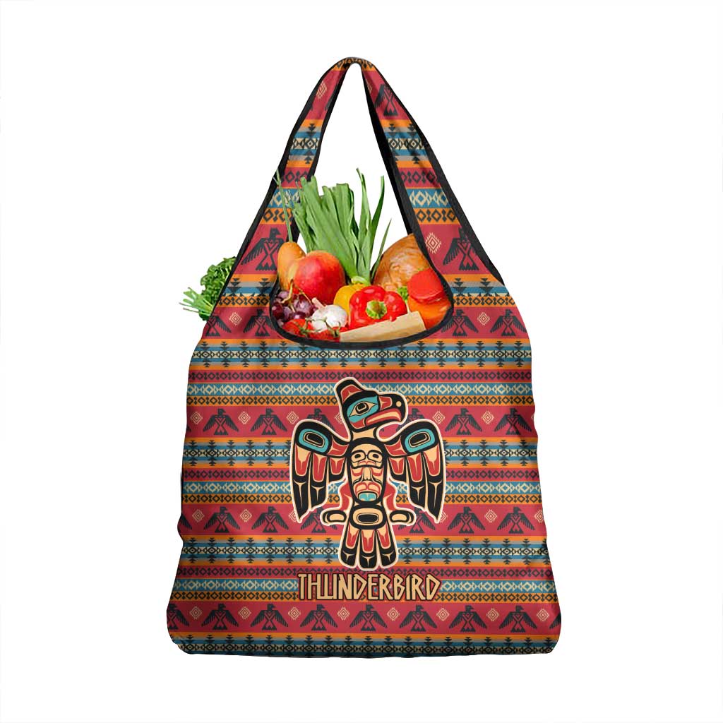Thunderbird Totem Grocery Bag Native American Geometric Tribal - Pacific Northwest Indigenous Art - Wonder Print Shop