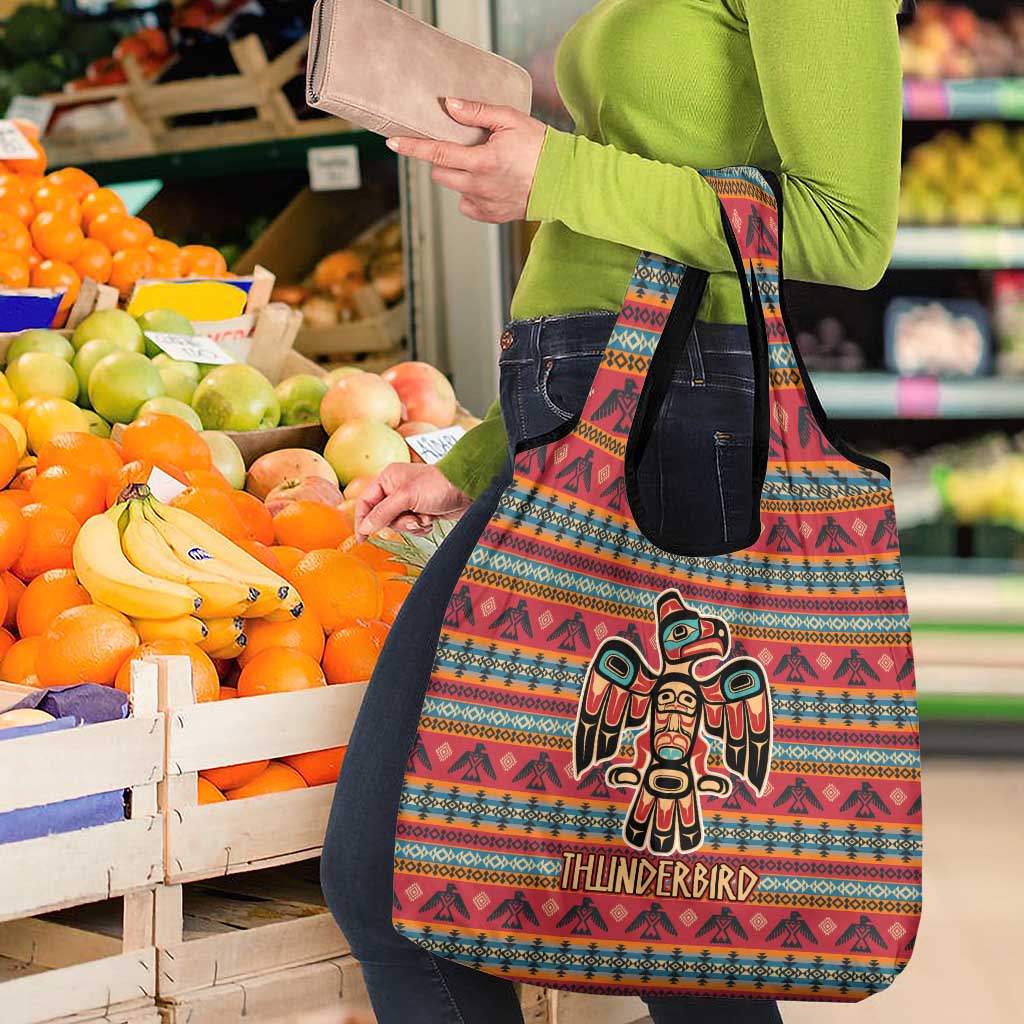 Thunderbird Totem Grocery Bag Native American Geometric Tribal - Pacific Northwest Indigenous Art - Wonder Print Shop
