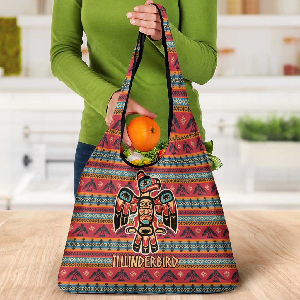 Thunderbird Totem Grocery Bag Native American Geometric Tribal - Pacific Northwest Indigenous Art - Wonder Print Shop