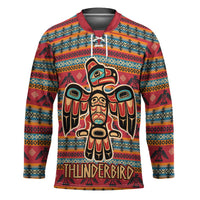 Thunderbird Totem Hockey Jersey Native American Geometric Tribal - Pacific Northwest Indigenous Art - Wonder Print Shop