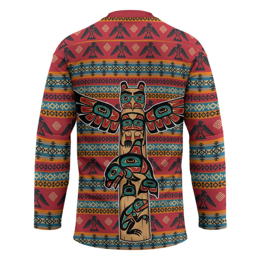 Thunderbird Totem Hockey Jersey Native American Geometric Tribal - Pacific Northwest Indigenous Art - Wonder Print Shop
