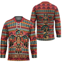 Thunderbird Totem Hockey Jersey Native American Geometric Tribal - Pacific Northwest Indigenous Art - Wonder Print Shop