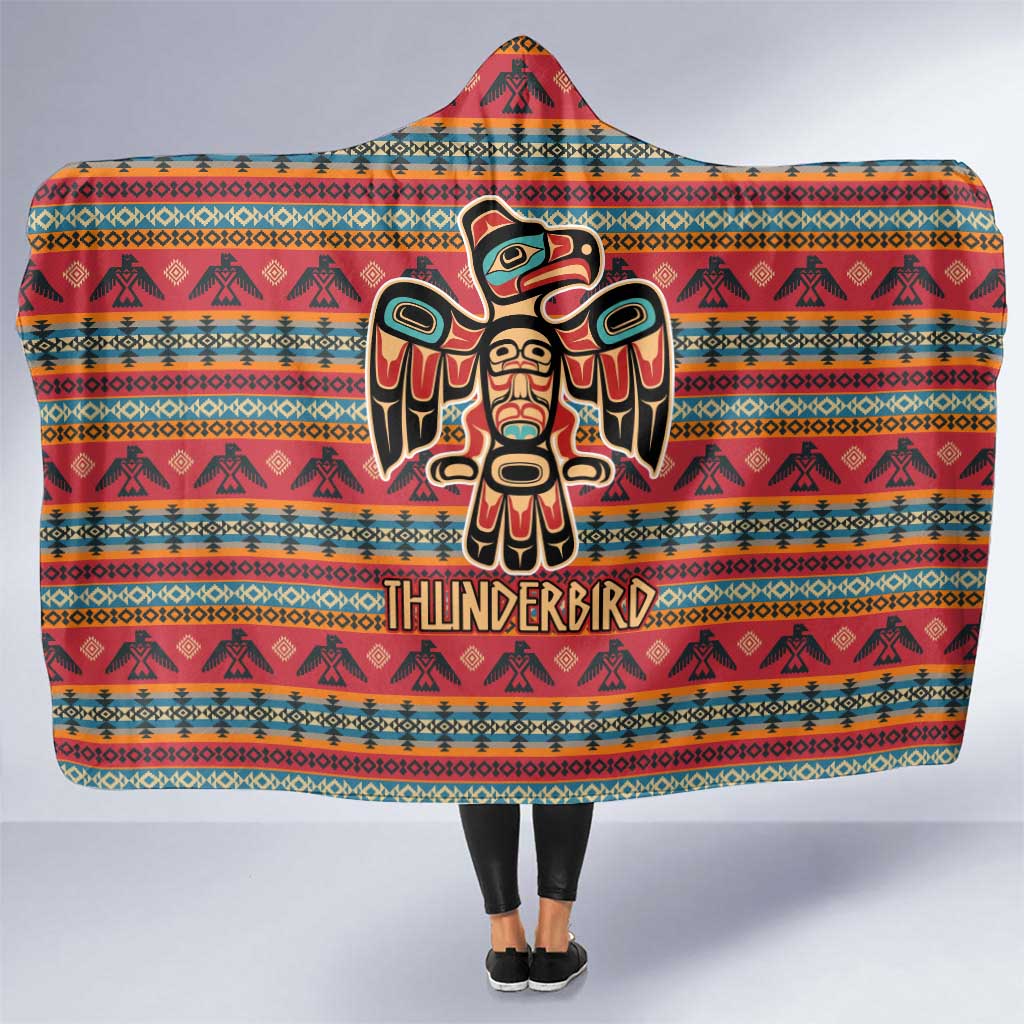 Thunderbird Totem Hooded Blanket Native American Geometric Tribal - Pacific Northwest Indigenous Art - Wonder Print Shop