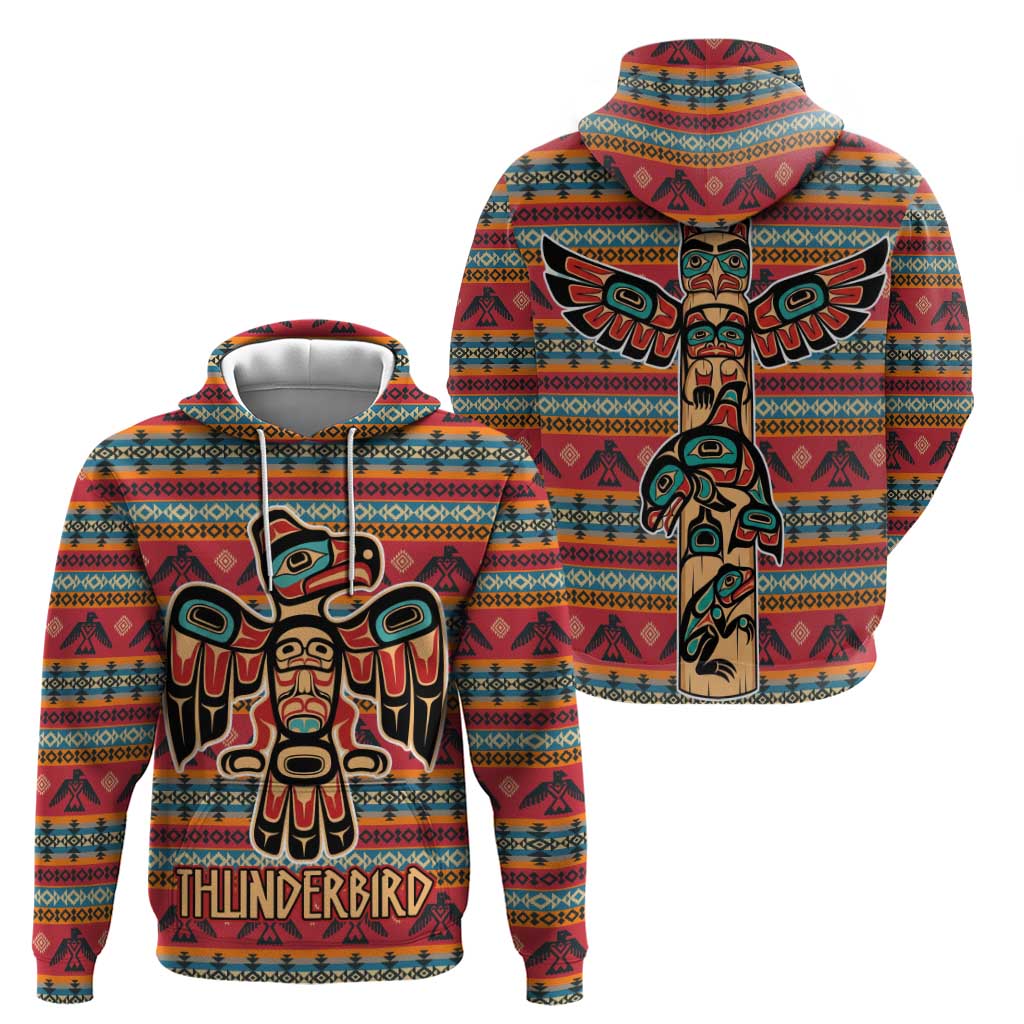 Thunderbird Totem Hoodie Native American Geometric Tribal - Pacific Northwest Indigenous Art - Wonder Print Shop