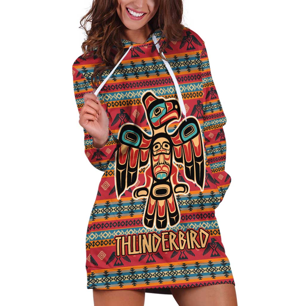Thunderbird Totem Hoodie Dress Native American Geometric Tribal - Pacific Northwest Indigenous Art - Wonder Print Shop