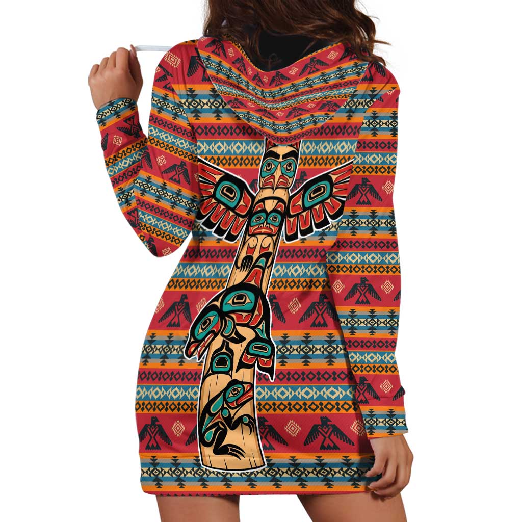 Thunderbird Totem Hoodie Dress Native American Geometric Tribal - Pacific Northwest Indigenous Art - Wonder Print Shop