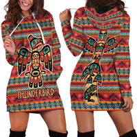 Thunderbird Totem Hoodie Dress Native American Geometric Tribal - Pacific Northwest Indigenous Art - Wonder Print Shop