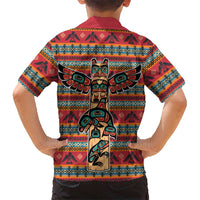 Thunderbird Totem Kid Hawaiian Shirt Native American Geometric Tribal - Pacific Northwest Indigenous Art - Wonder Print Shop