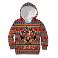Thunderbird Totem Kid Hoodie Native American Geometric Tribal - Pacific Northwest Indigenous Art - Wonder Print Shop