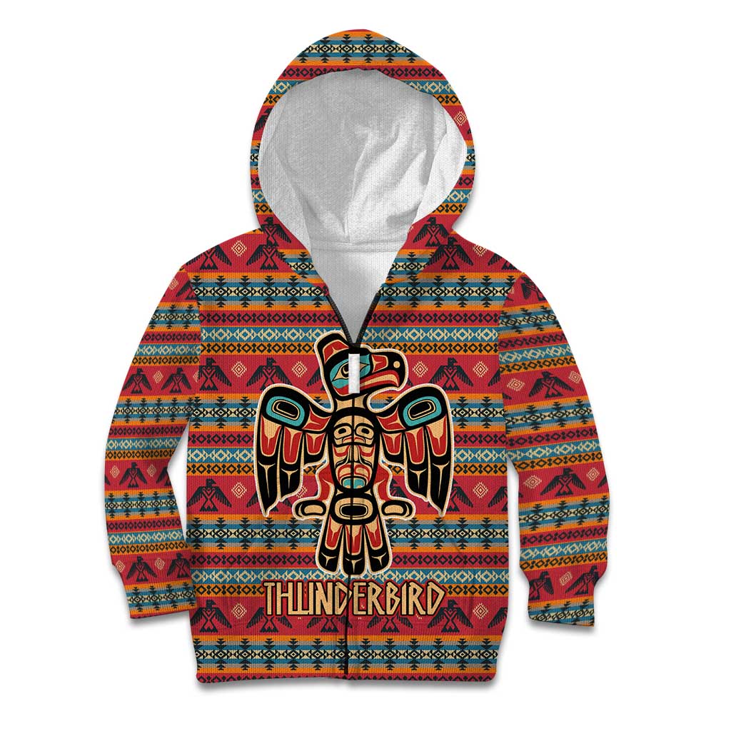Thunderbird Totem Kid Hoodie Native American Geometric Tribal - Pacific Northwest Indigenous Art - Wonder Print Shop