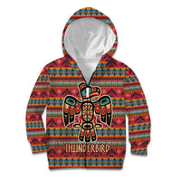 Thunderbird Totem Kid Hoodie Native American Geometric Tribal - Pacific Northwest Indigenous Art - Wonder Print Shop