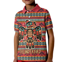 Thunderbird Totem Kid Polo Shirt Native American Geometric Tribal - Pacific Northwest Indigenous Art - Wonder Print Shop