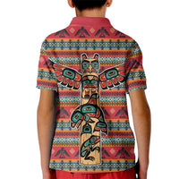 Thunderbird Totem Kid Polo Shirt Native American Geometric Tribal - Pacific Northwest Indigenous Art - Wonder Print Shop