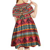 Thunderbird Totem Kid Short Sleeve Dress Native American Geometric Tribal - Pacific Northwest Indigenous Art - Wonder Print Shop