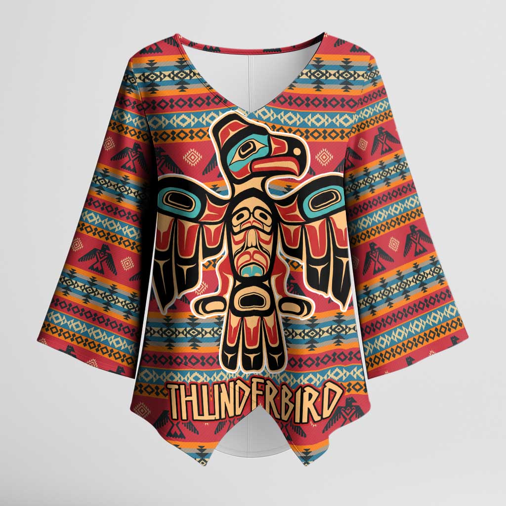 Thunderbird Totem Kimono Sleeve Blouse Native American Geometric Tribal - Pacific Northwest Indigenous Art - Wonder Print Shop