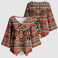 Thunderbird Totem Kimono Sleeve Blouse Native American Geometric Tribal - Pacific Northwest Indigenous Art - Wonder Print Shop