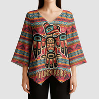 Thunderbird Totem Kimono Sleeve Blouse Native American Geometric Tribal - Pacific Northwest Indigenous Art - Wonder Print Shop
