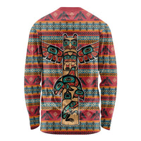Thunderbird Totem Long Sleeve Shirt Native American Geometric Tribal - Pacific Northwest Indigenous Art - Wonder Print Shop