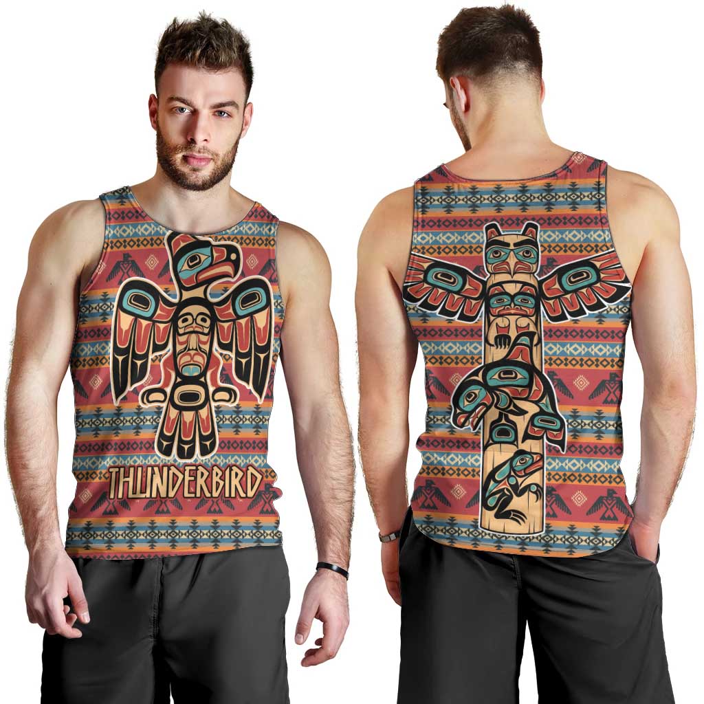 Thunderbird Totem Men Tank Top Native American Geometric Tribal - Pacific Northwest Indigenous Art - Wonder Print Shop